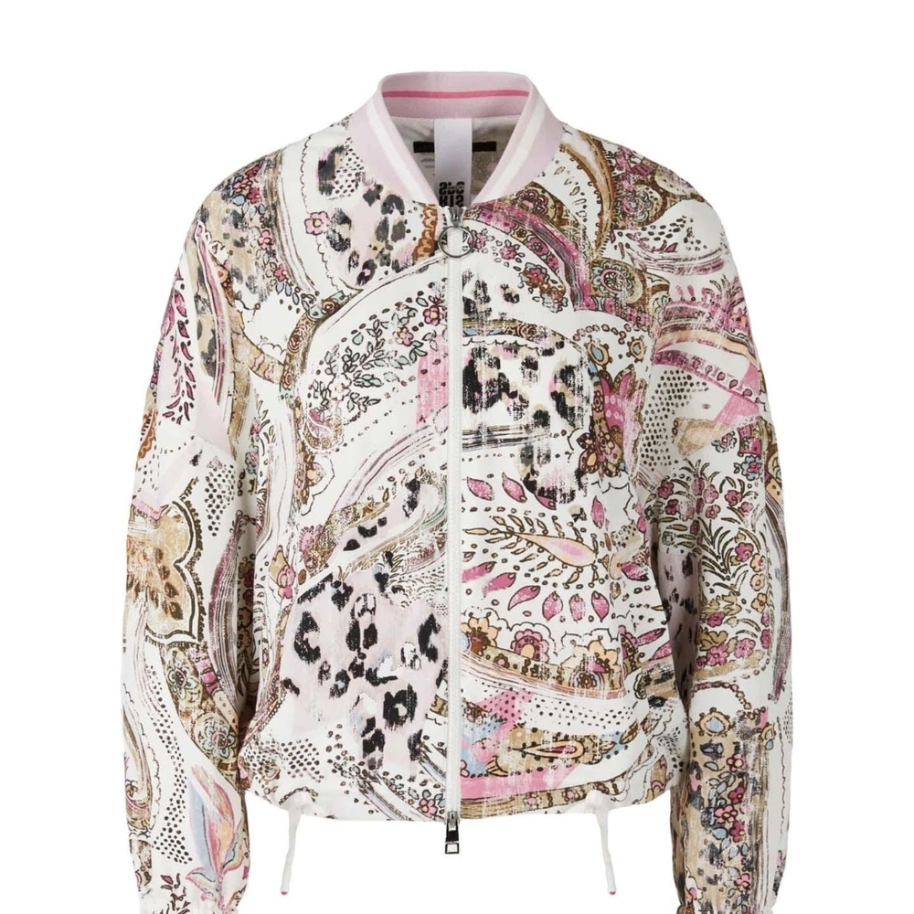Vtg. Women's Multicolor Paisley Print Bomber Pink Jacket (Used)
